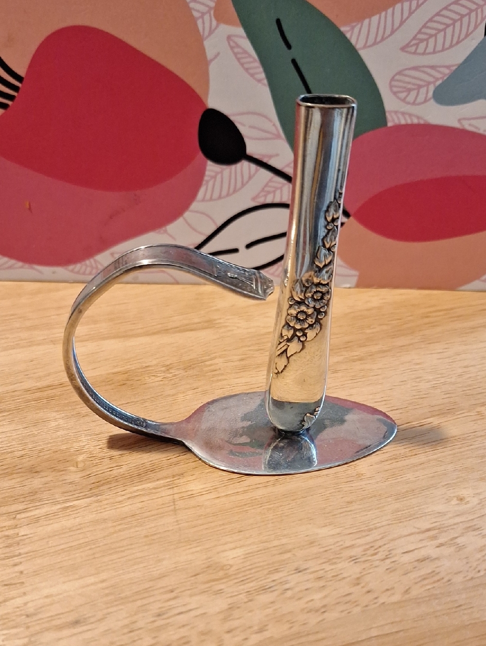 Vintage Silver Floral Pattern Bud Vase